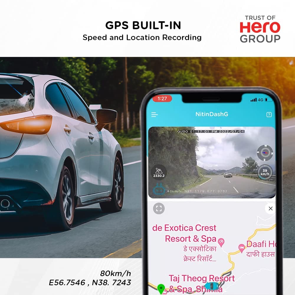 Qubo Car Dash Camera True 4K 2160P UHD Dual Channel from Hero Group, Made in India, ADAS, Front 2160P and Rear 1080P, Built-in Wi-Fi, GPS Log, 2.8" Display, 140° Wide Angle, Supports Up to 1TB SD Card - Image 3