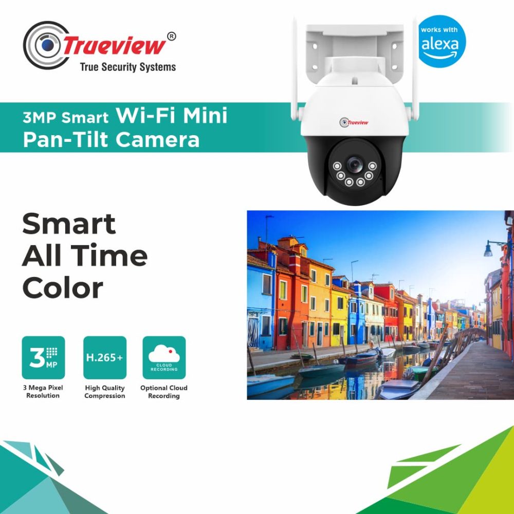 Trueview WiFi 3mp Mini Pan-Tilt Zoom CCTV Camera | Outdoor Indoor Security Camera | Storage on Cloud or SD Card Up To 256 GB | Intruder Alarm | Color Night Vision | Two Way Talk - Image 4