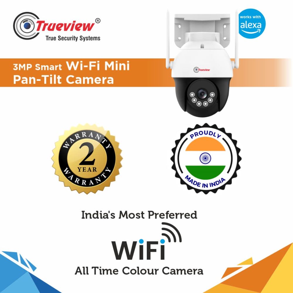 Trueview WiFi 3mp Mini Pan-Tilt Zoom CCTV Camera | Outdoor Indoor Security Camera | Storage on Cloud or SD Card Up To 256 GB | Intruder Alarm | Color Night Vision | Two Way Talk - Image 5