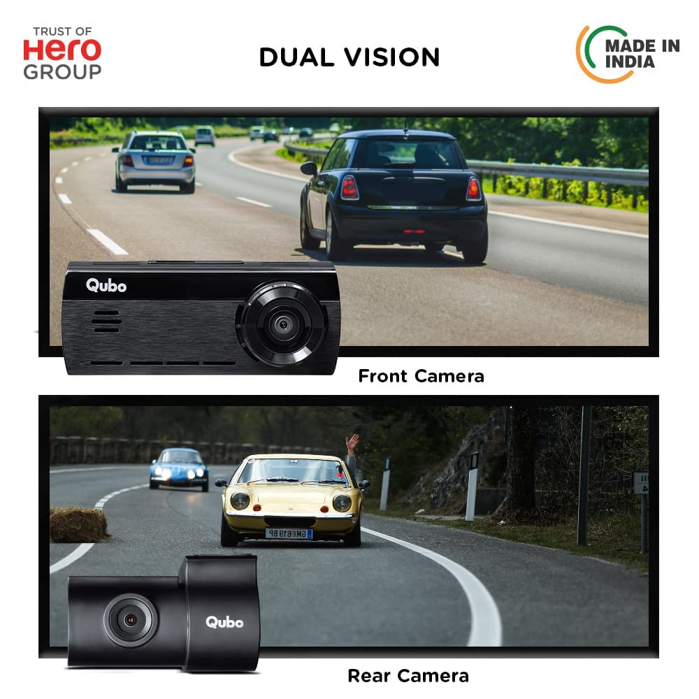 Qubo Car Dash Camera True 4K 2160P UHD Dual Channel from Hero Group, Made in India, ADAS, Front 2160P and Rear 1080P, Built-in Wi-Fi, GPS Log, 2.8" Display, 140° Wide Angle, Supports Up to 1TB SD Card - Image 6
