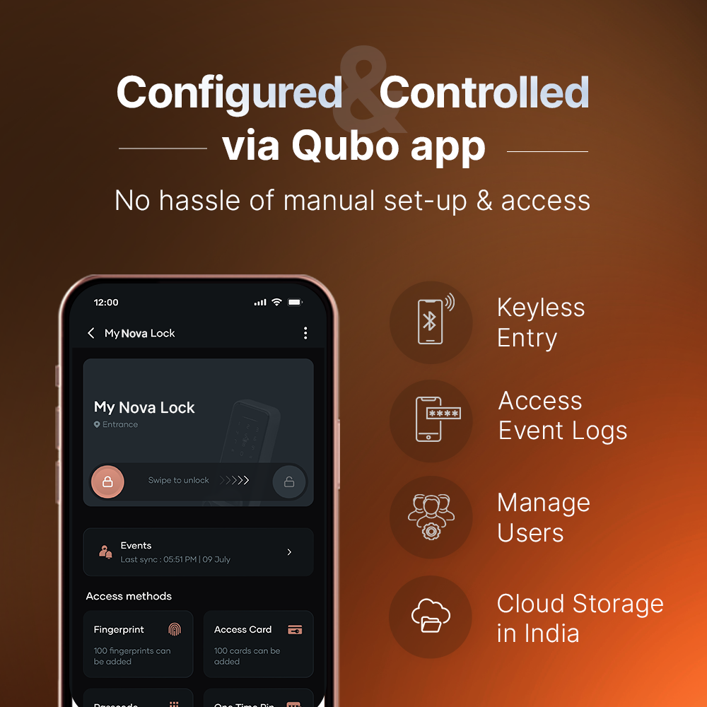 Qubo Smart Door Lock Nova Copper for Wooden Doors - Image 3