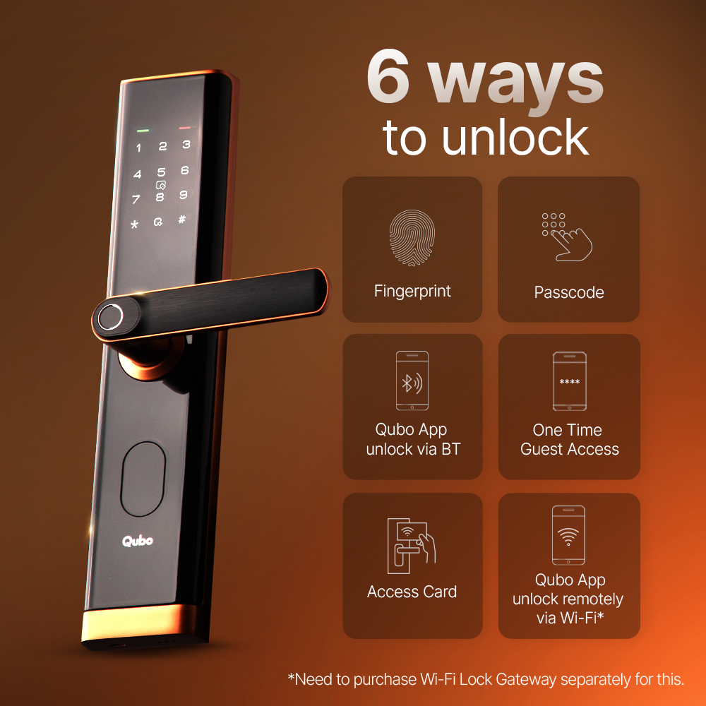 Qubo Smart Door Lock Nova Copper for Wooden Doors - Image 2